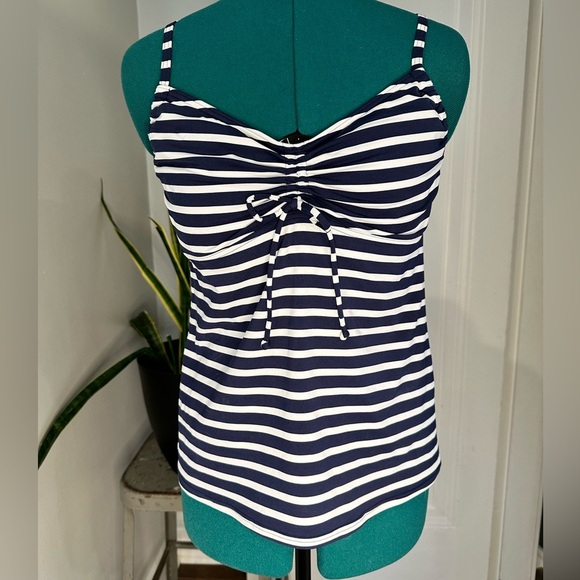 Lands' End Other - Lands End Women's V Neck Tankini Swimsuit Underwire Top Striped Size 10 navy